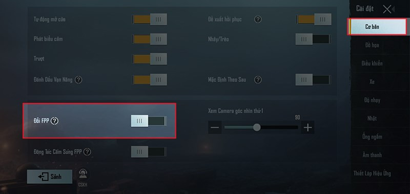 Cài đặt chuyển đổi góc nhìn nhanh trong PUBG Mobile