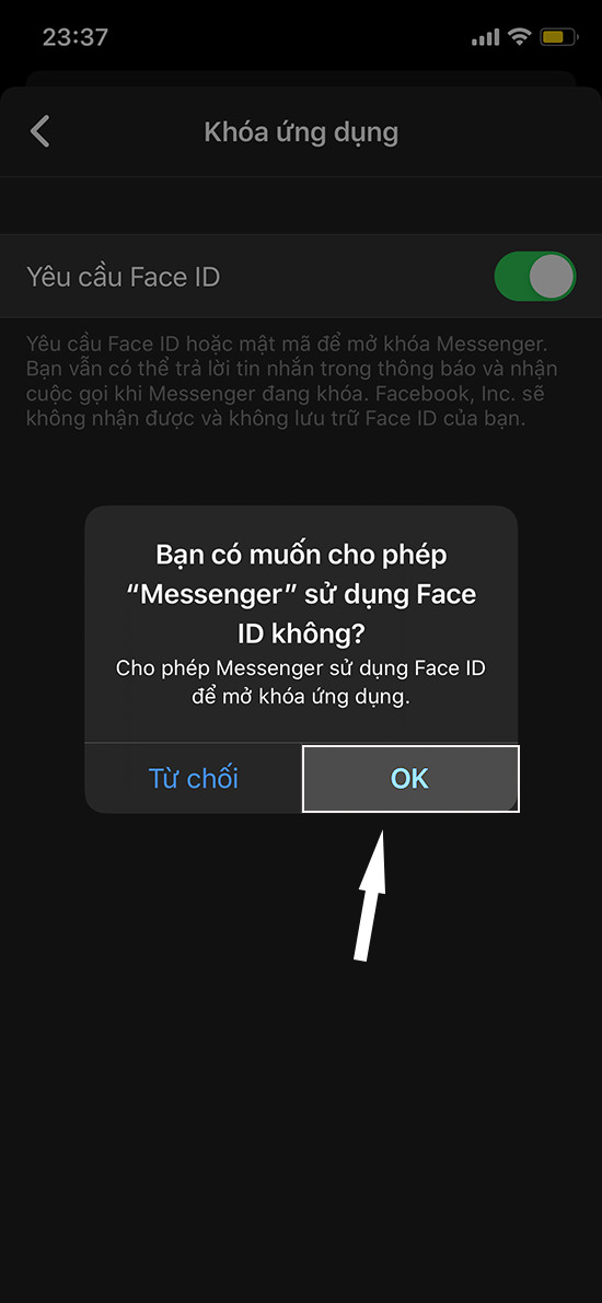 Cài đặt Face ID hoặc mã PIN