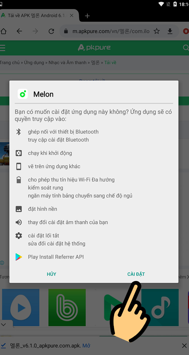 Cài đặt Melon APK