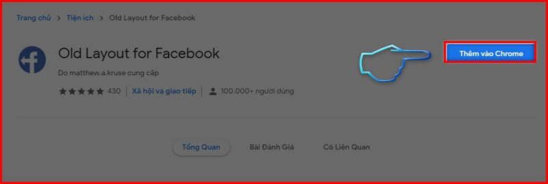 Cài đặt tiện ích Old Layout for Facebook