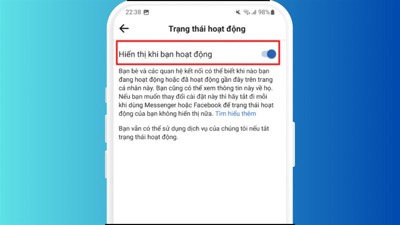 Cài đặt trạng thái hoạt động trên Facebook Android