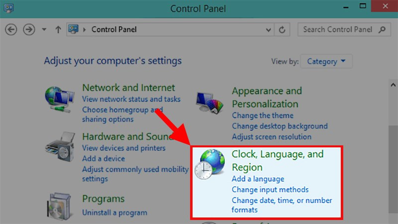 Cài đặt trong Control Panel