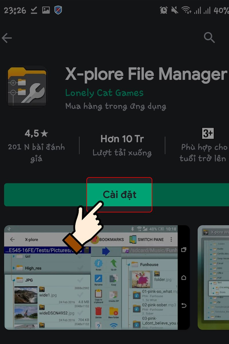 Cài đặt X-plore File Manager