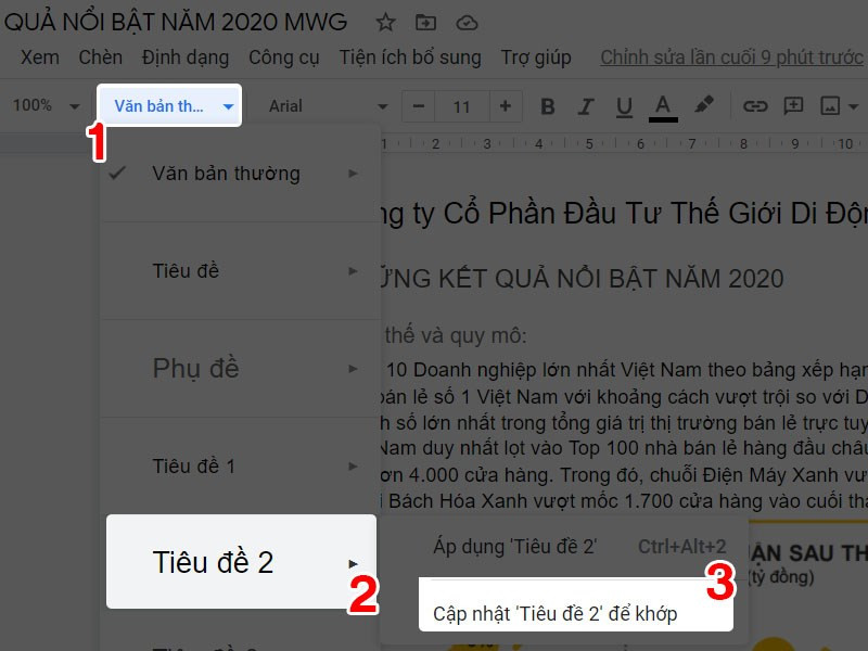 Cập nhật tiêu đề