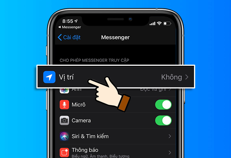 Cấp quyền truy cập Vị trí cho Messenger