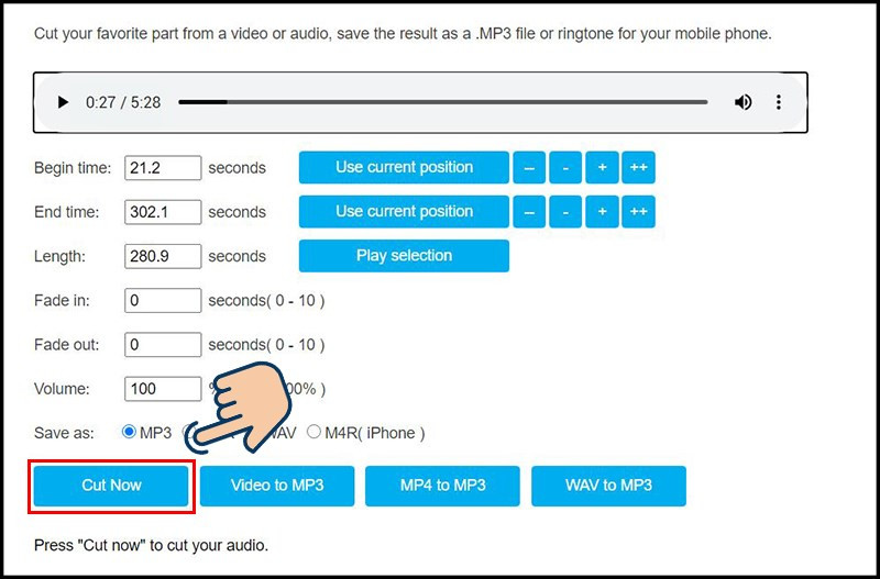 Cắt nhạc trên MP3 Cutter and Ringtone Maker