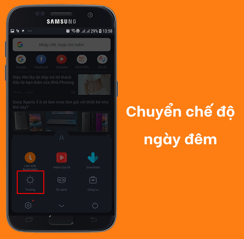 Chế độ ban đêm trên UC Mini