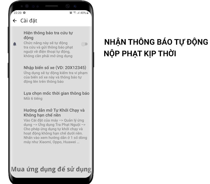 Chế độ th&ocirc;ng b&aacute;o vi phạm giao th&ocirc;ng tự động