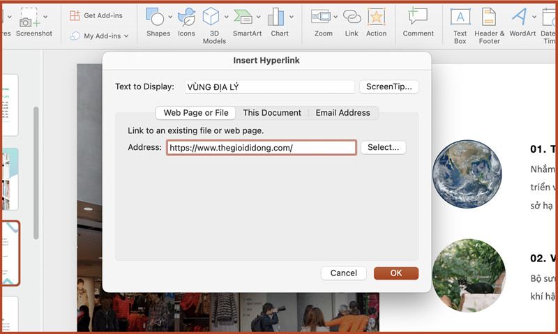 Chèn link vào PowerPoint