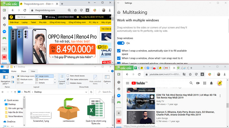 Chia màn hình Windows 10 thành 3, 4, 5 cửa sổ