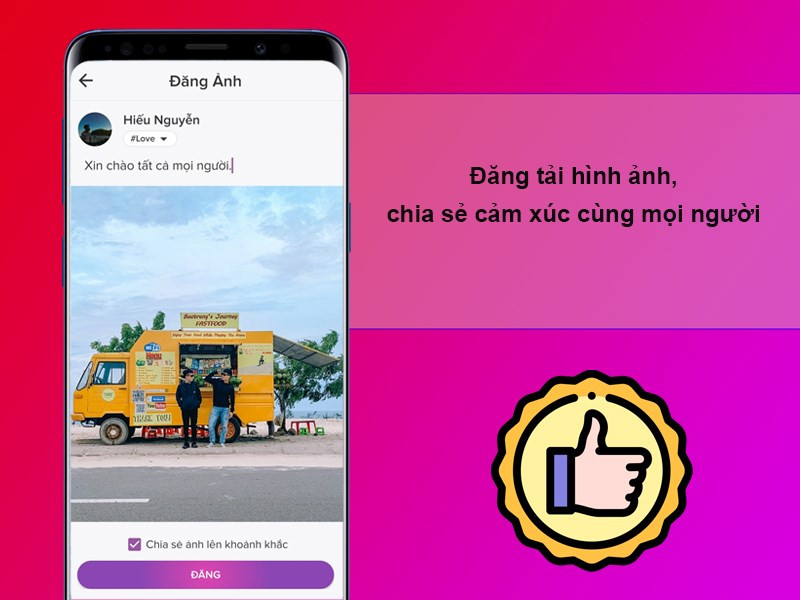 Chia sẻ hình ảnh trên Falo