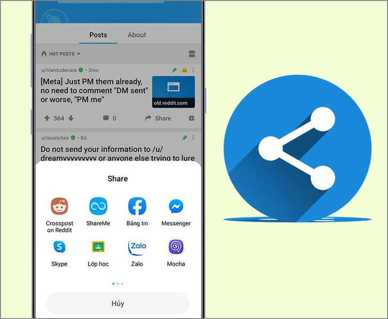 Chia sẻ lên mạng xã hội