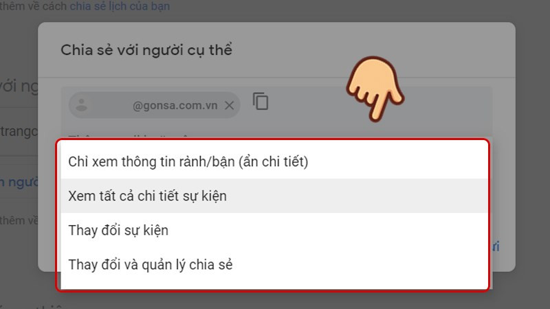 Chia sẻ lịch với cá nhân