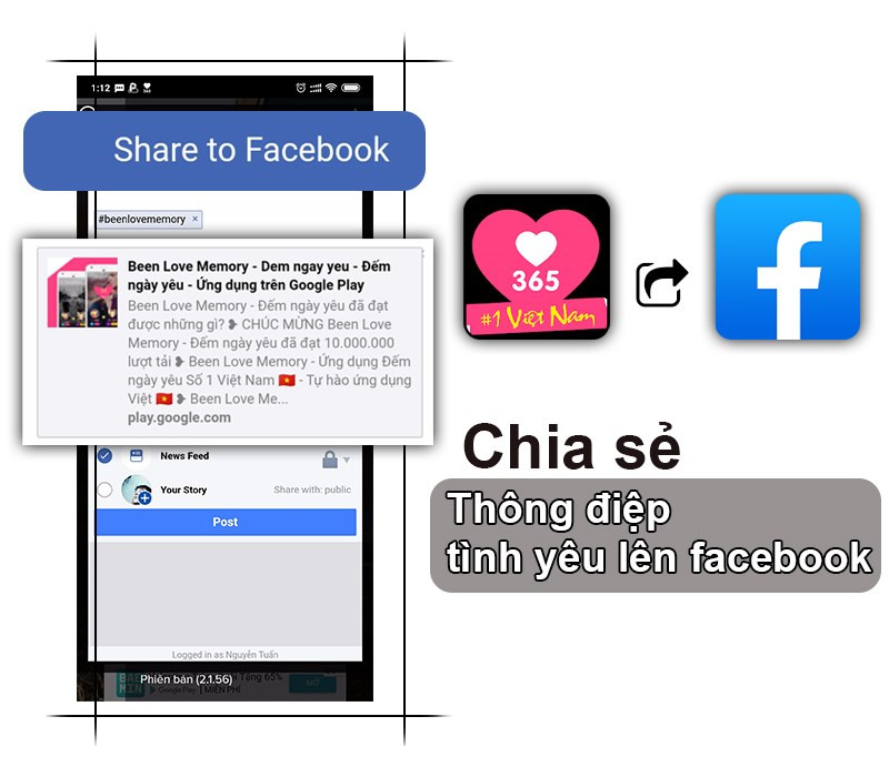 Chia sẻ thông điệp tình yêu Been Love Memory với bạn bè trên Facebook