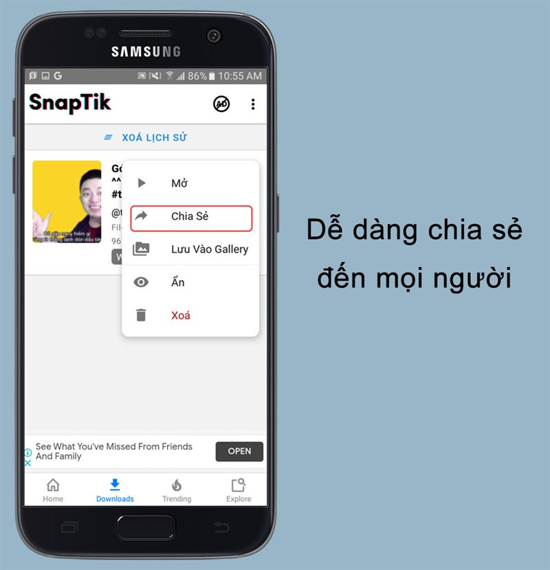 Chia sẻ video dễ dàng