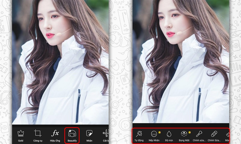 Chỉnh sửa khuôn mặt với Beautify