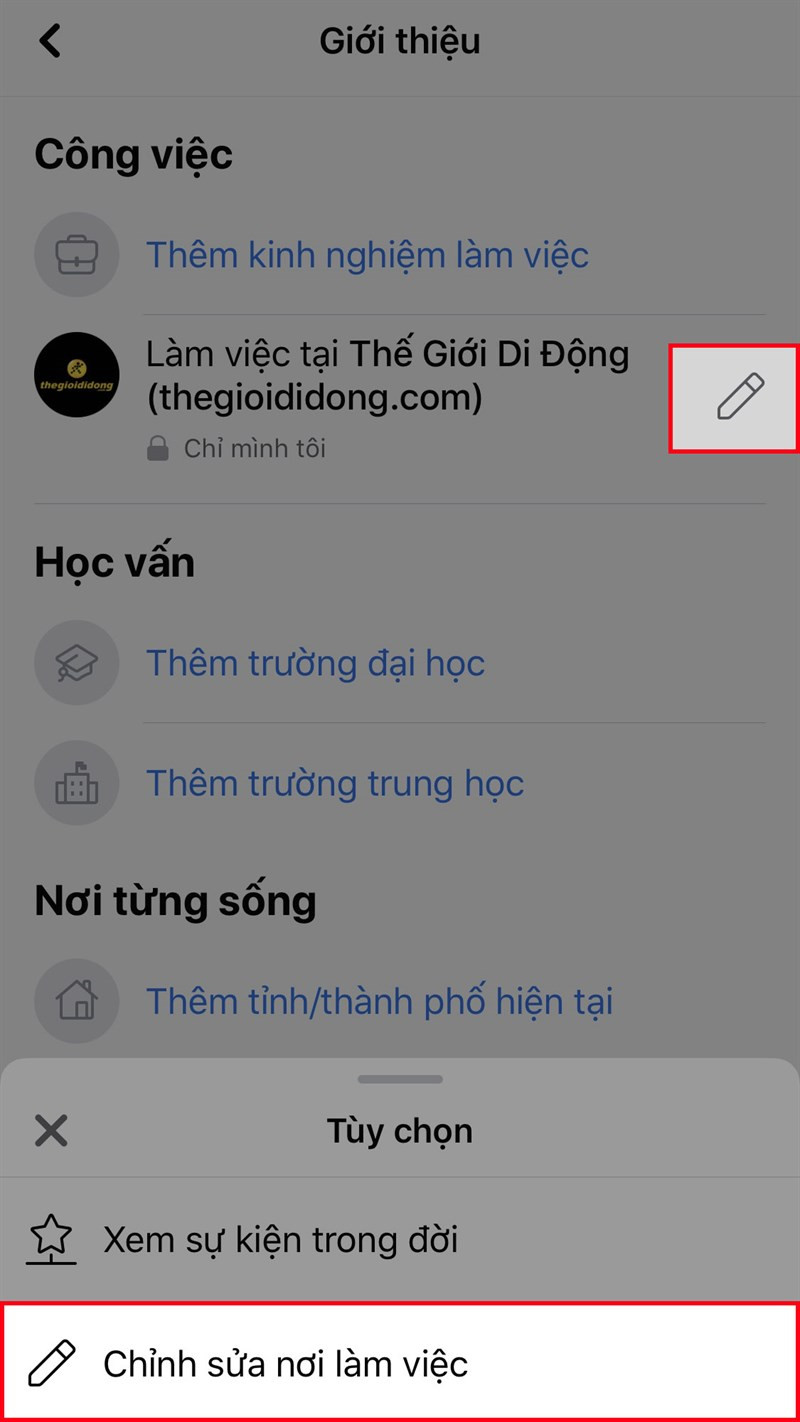 Chỉnh sửa thông tin