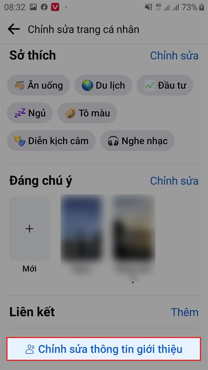 Chỉnh sửa thông tin giới thiệu trên điện thoại