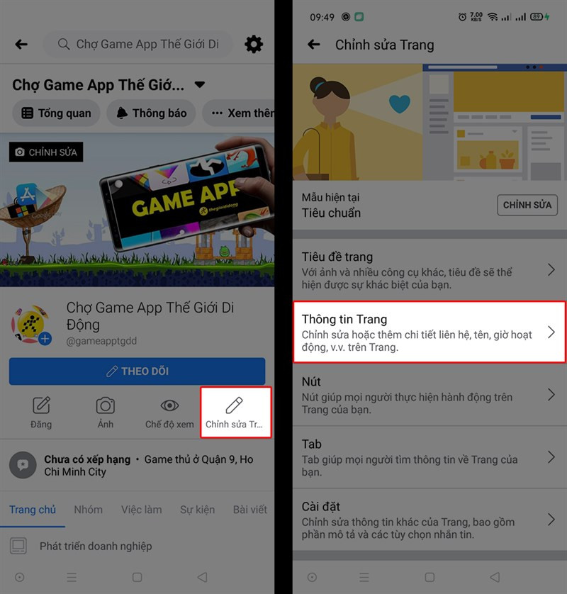 Chỉnh sửa Trang trên điện thoại
