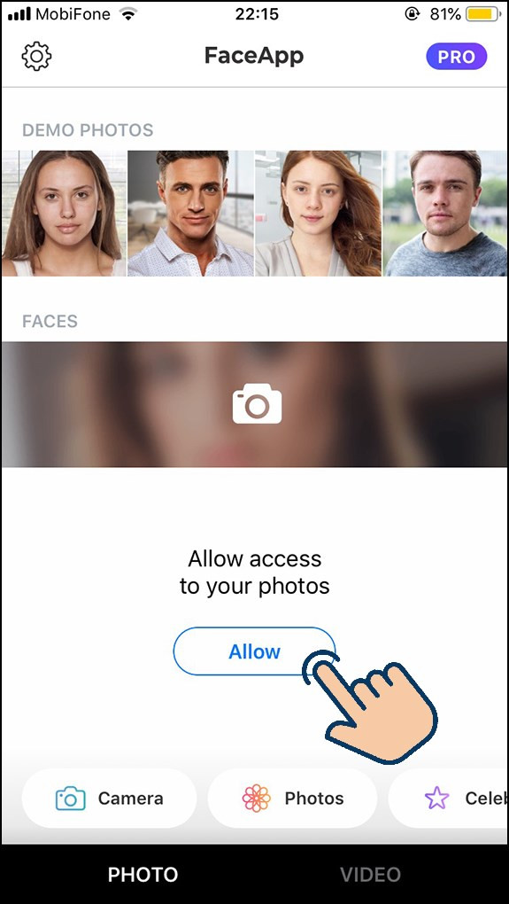 Cho phép FaceApp truy cập ảnh