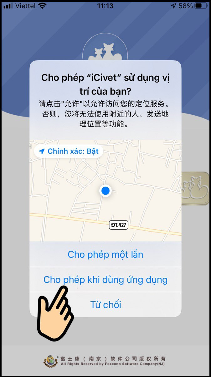 Cho phép truy cập ứng dụng