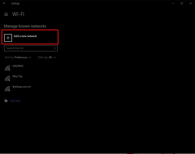 Chọn Add a new network