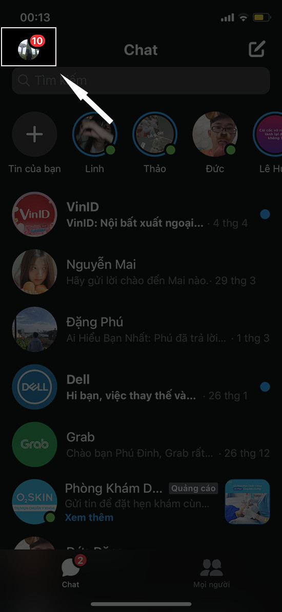 Chọn ảnh đại diện Messenger