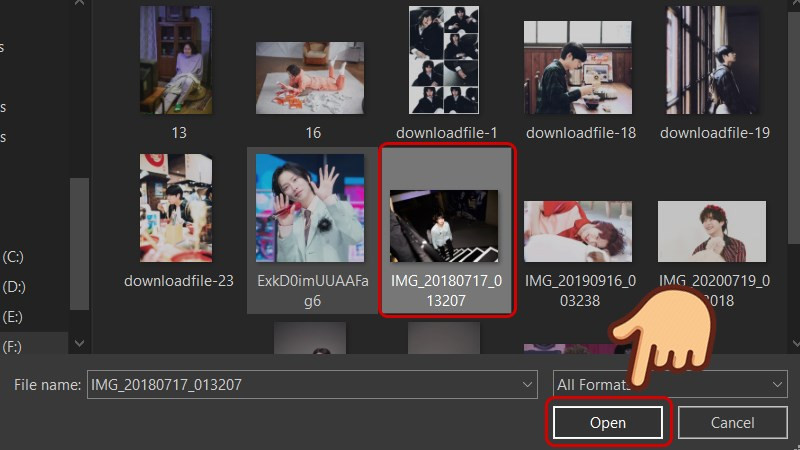 Chọn ảnh và Open