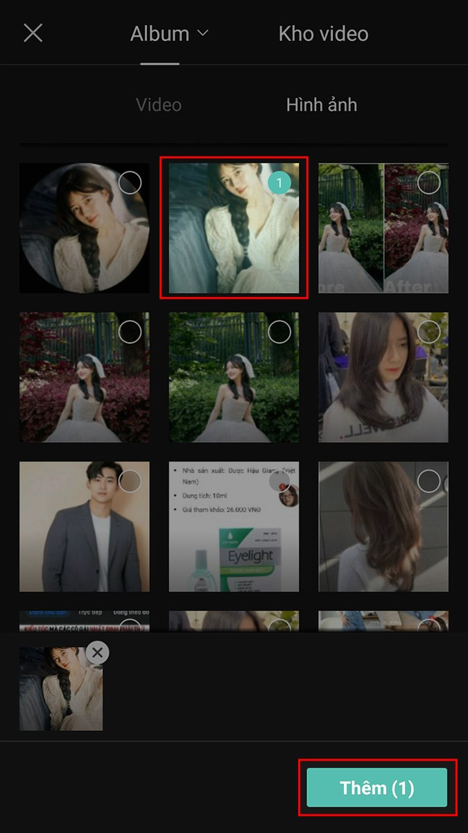 Chọn ảnh và thêm vào CapCut