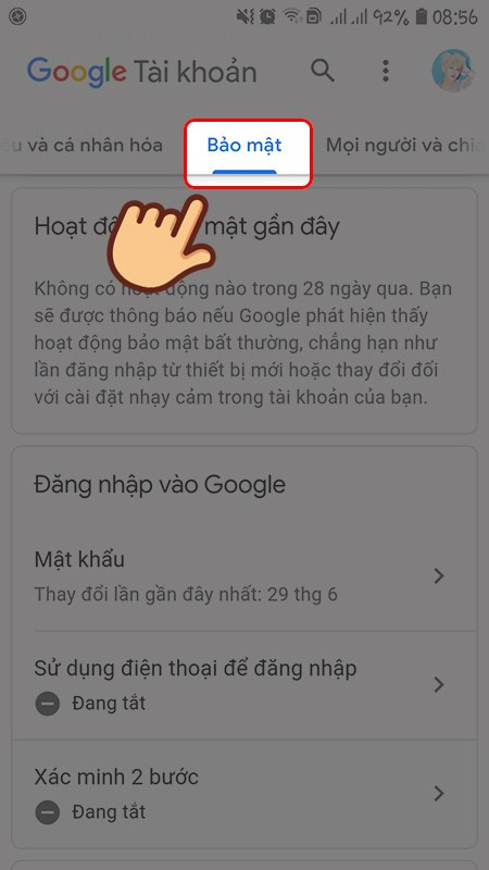 Chọn Bảo mật