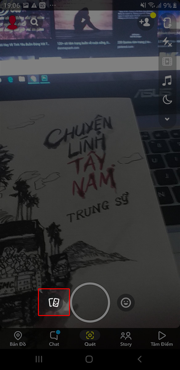 Chọn biểu tượng album nằm b&ecirc;n tr&aacute;i n&uacute;t tr&ograve;n