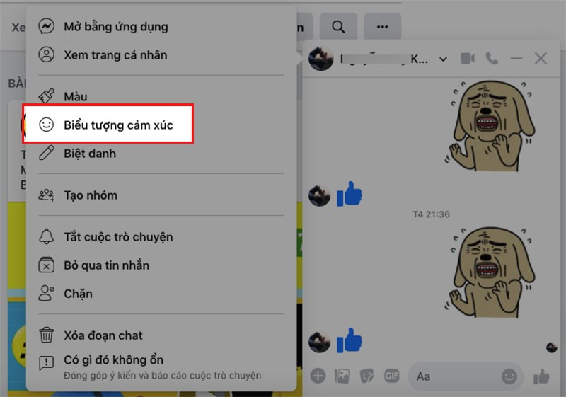 Chọn biểu tượng cảm xúc trên Messenger web