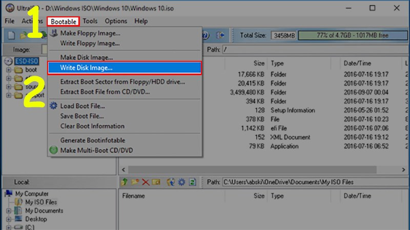 Chọn Bootable và Write Disk Image