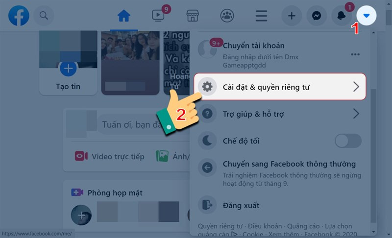 Chọn cài đặt và quyền riêng tư trên máy tính