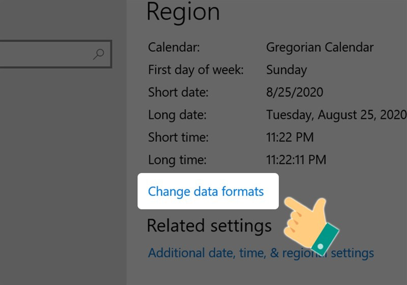 Chọn Change data formats