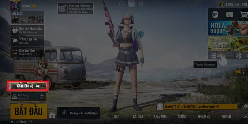 Chọn chế độ chơi và góc nhìn trong PUBG Mobile