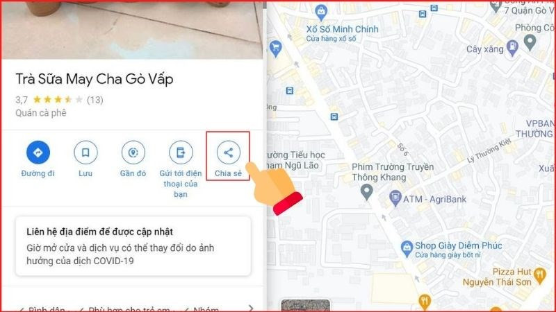 Chọn chia sẻ địa điểm trên Google Maps máy tính