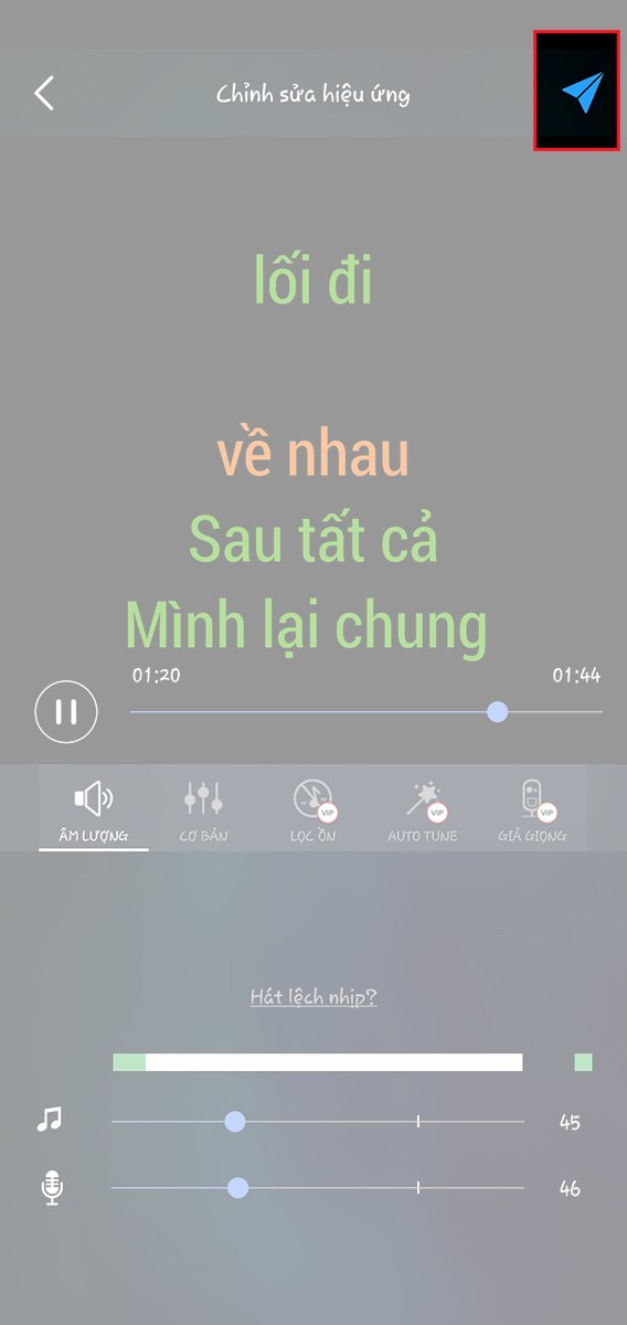 chọn Chia sẽ (Nút hình mũi tên)