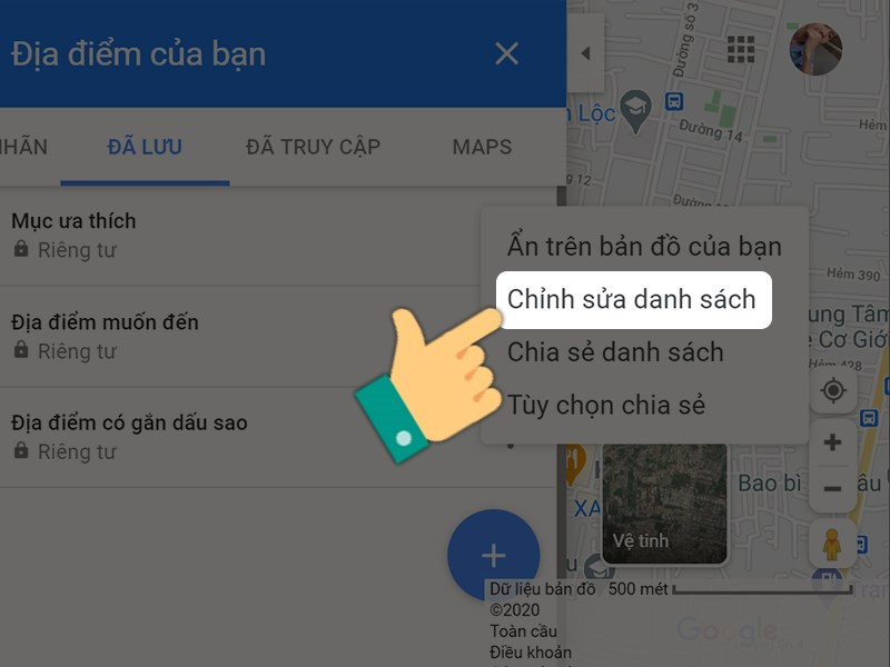 Chọn chỉnh sửa danh sách