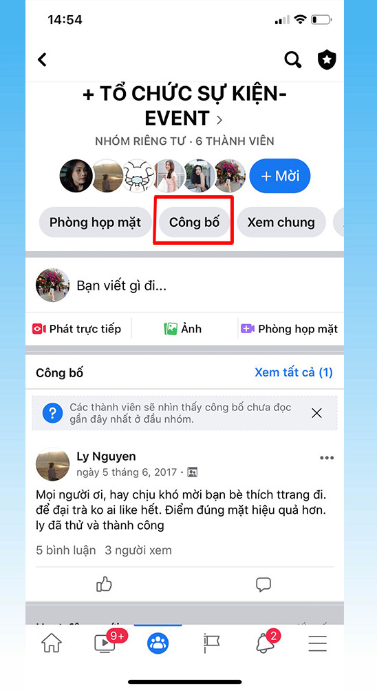 Chọn Công bố và ghim bài viết trong group