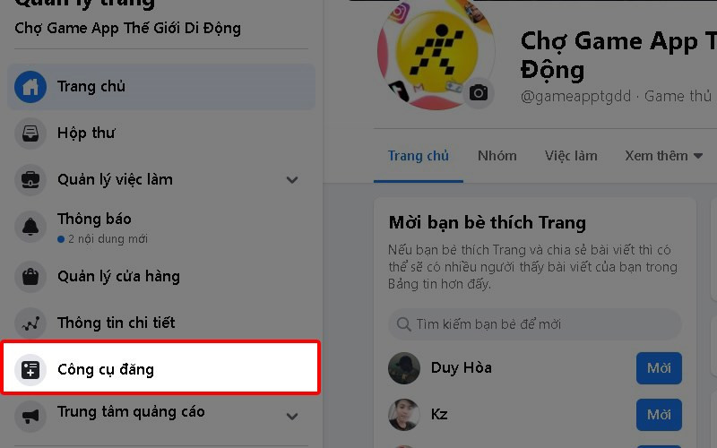 Chọn công cụ đăng