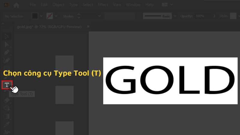 Chọn công cụ Type Tool (T) để tạo chữ