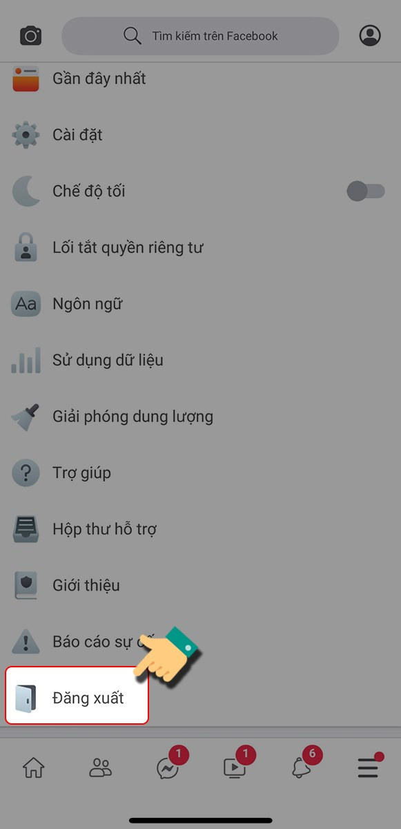 Chọn Đăng xuất