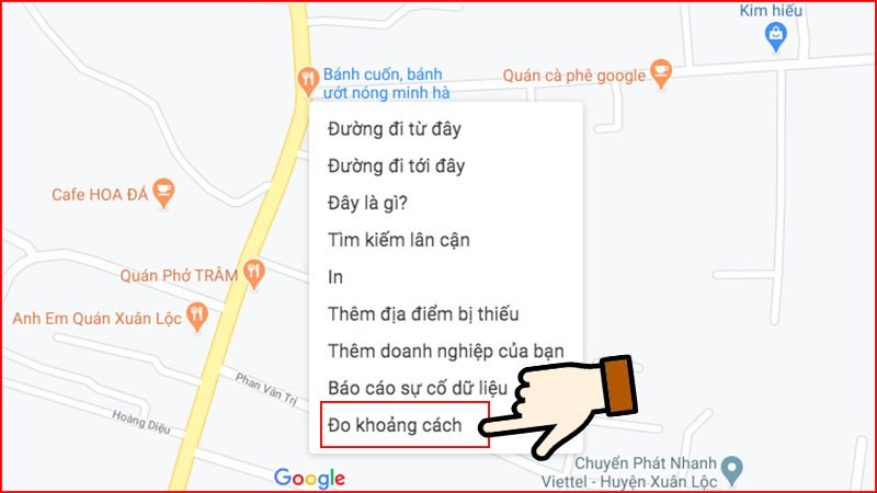 Chọn đo khoảng cách trên máy tính