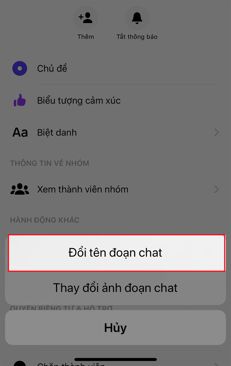 Chọn Đổi tên đoạn chat