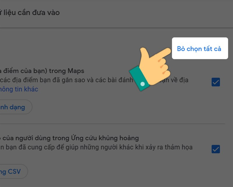 Chọn Drive trong Google Takeout