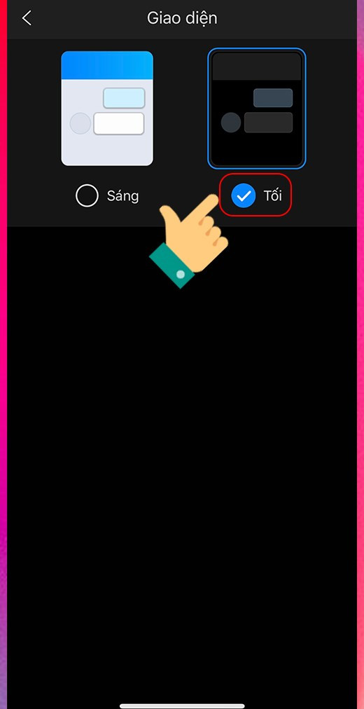 Chọn giao diện Tối trong Zalo