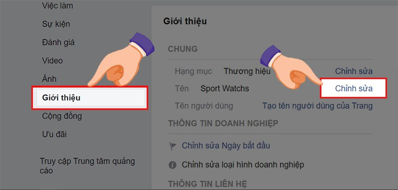 Chọn Giới thiệu và Chỉnh sửa