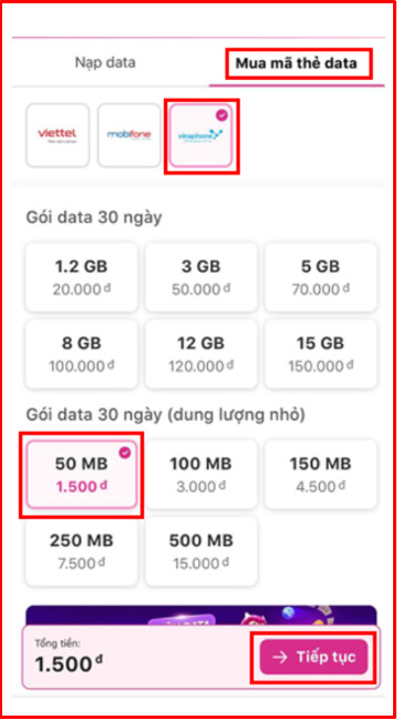 Chọn gói data phù hợp