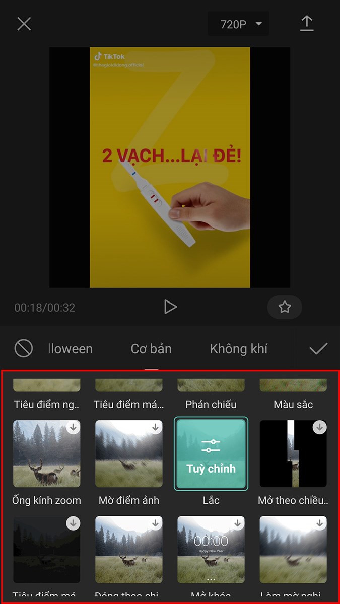 Chọn hiệu ứng chuyển cảnh giữa 2 video